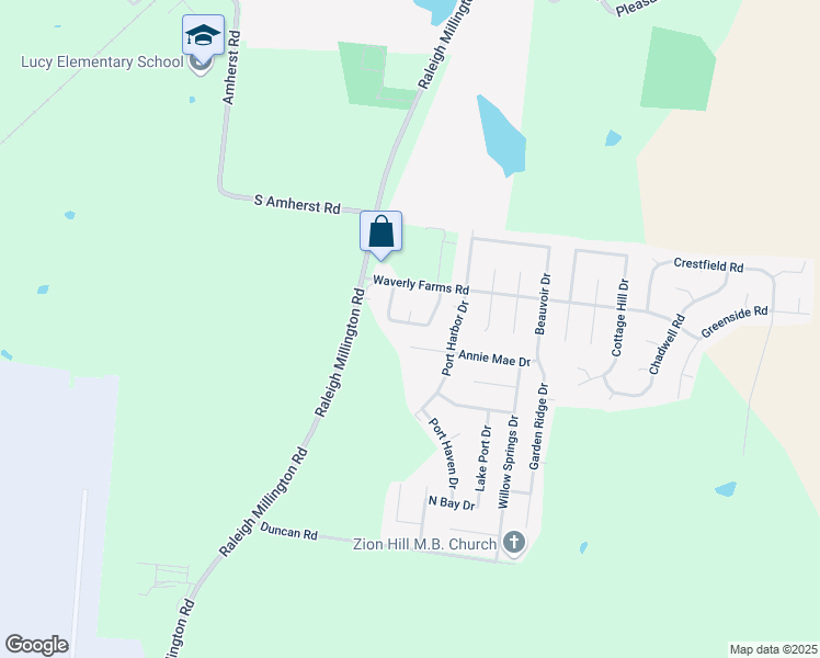 map of restaurants, bars, coffee shops, grocery stores, and more near 5940 Wagon Hill Road East in Millington