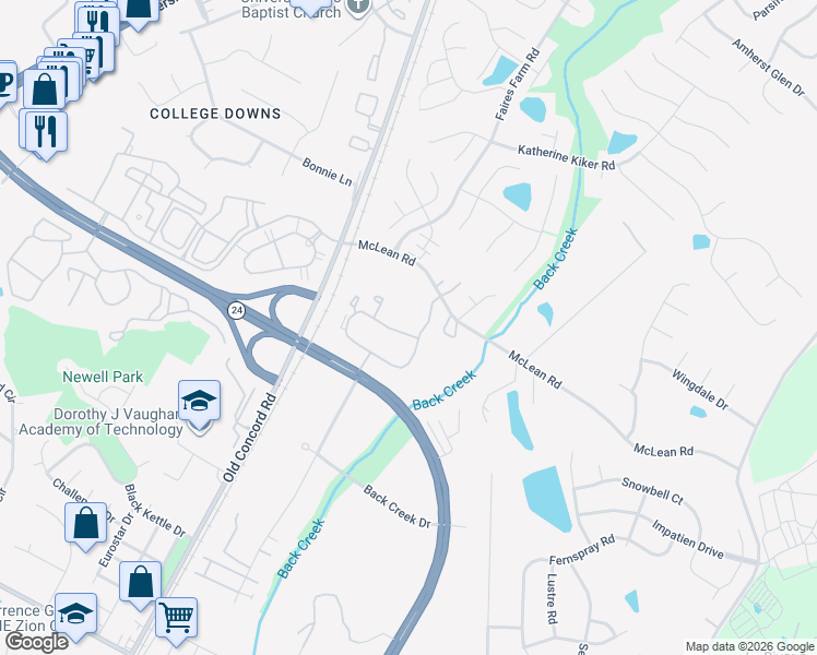map of restaurants, bars, coffee shops, grocery stores, and more near 8720 Avebury Drive in Charlotte