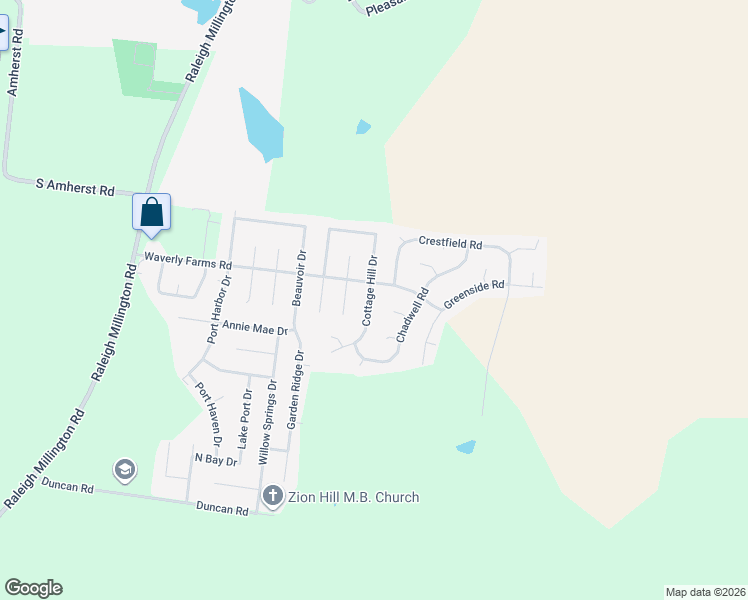 map of restaurants, bars, coffee shops, grocery stores, and more near 5968 Cottage Hill Drive in Millington