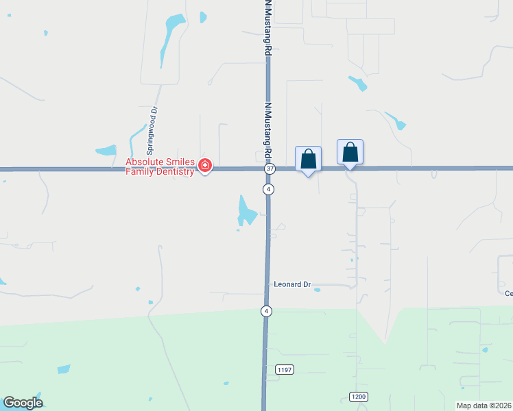 map of restaurants, bars, coffee shops, grocery stores, and more near 113 S Mustang Rd in Tuttle