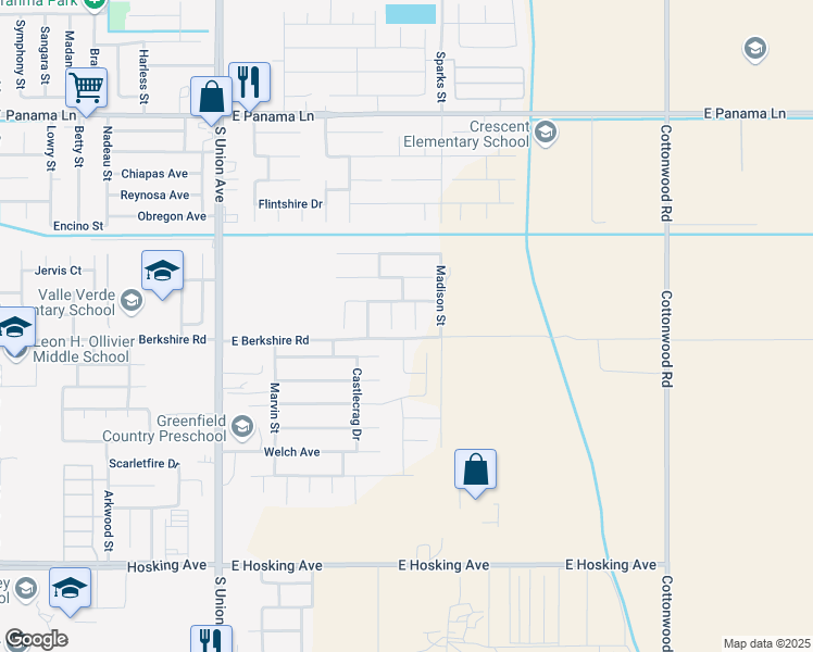 map of restaurants, bars, coffee shops, grocery stores, and more near 7216 Nicobar Court in Bakersfield