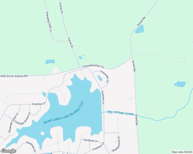 map of restaurants, bars, coffee shops, grocery stores, and more near 162 Firetree Lane in Seven Lakes
