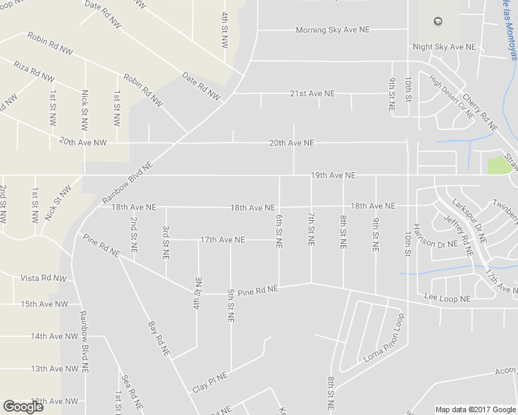 map of restaurants, bars, coffee shops, grocery stores, and more near 18th Avenue Northeast in Rio Rancho