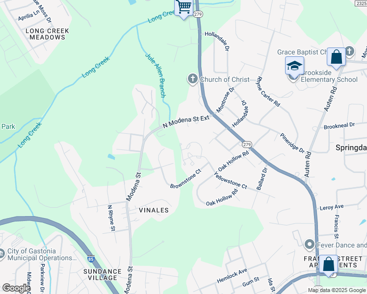map of restaurants, bars, coffee shops, grocery stores, and more near 1762 Yellowstone Court in Gastonia