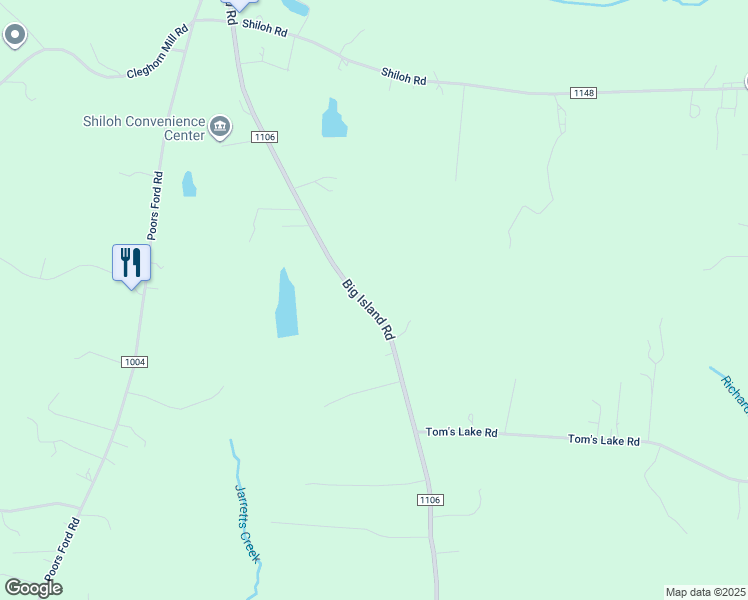 map of restaurants, bars, coffee shops, grocery stores, and more near 615 Big Island Road in Forest City
