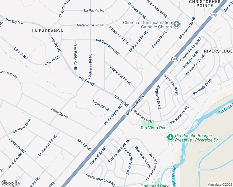 map of restaurants, bars, coffee shops, grocery stores, and more near 1900 Sonora Road Northeast in Rio Rancho