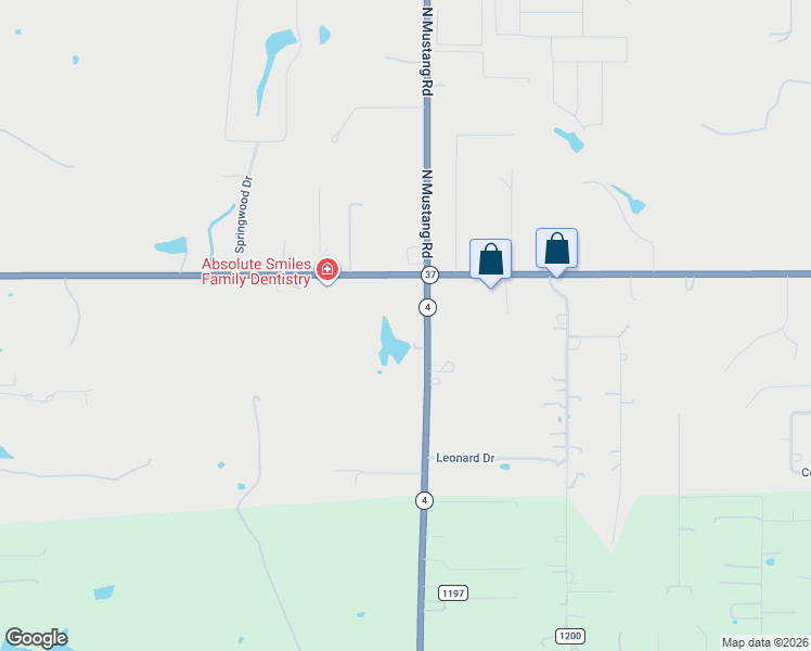 map of restaurants, bars, coffee shops, grocery stores, and more near 113 South Mustang Road in Tuttle