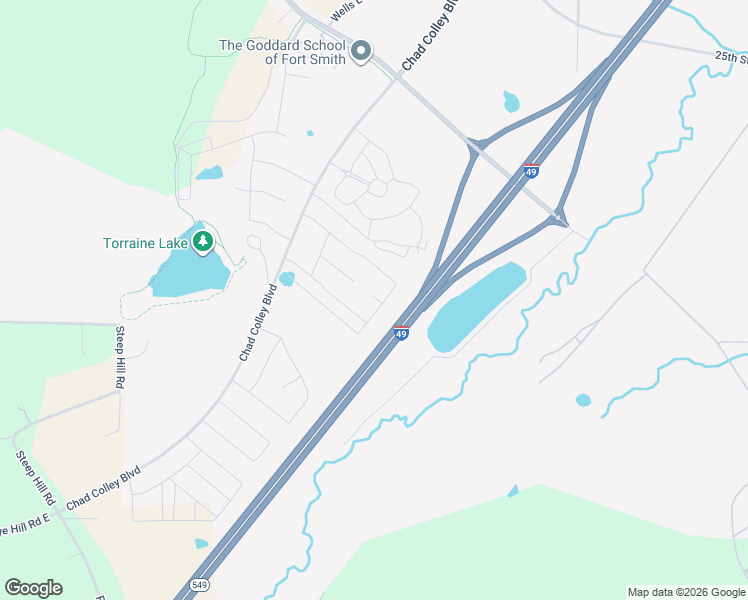 map of restaurants, bars, coffee shops, grocery stores, and more near Gibbs Lane in Fort Smith