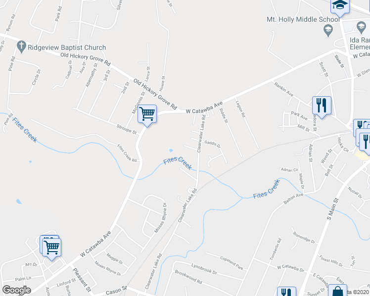 map of restaurants, bars, coffee shops, grocery stores, and more near 126 Oak Grove Drive in Mount Holly