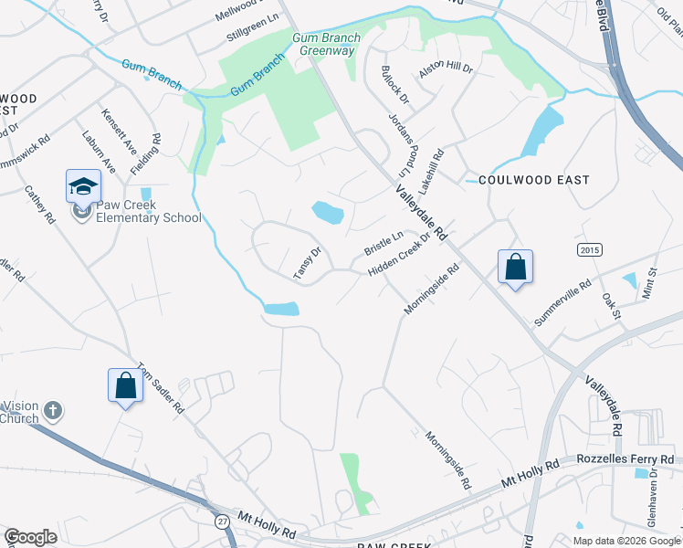 map of restaurants, bars, coffee shops, grocery stores, and more near 537 Moss Stream Lane in Charlotte