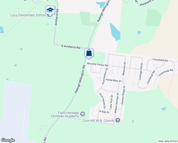 map of restaurants, bars, coffee shops, grocery stores, and more near 5967 Wagon Hill Road West in Millington