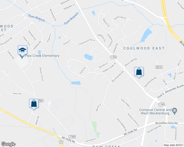 map of restaurants, bars, coffee shops, grocery stores, and more near 537 Moss Stream Lane in Charlotte