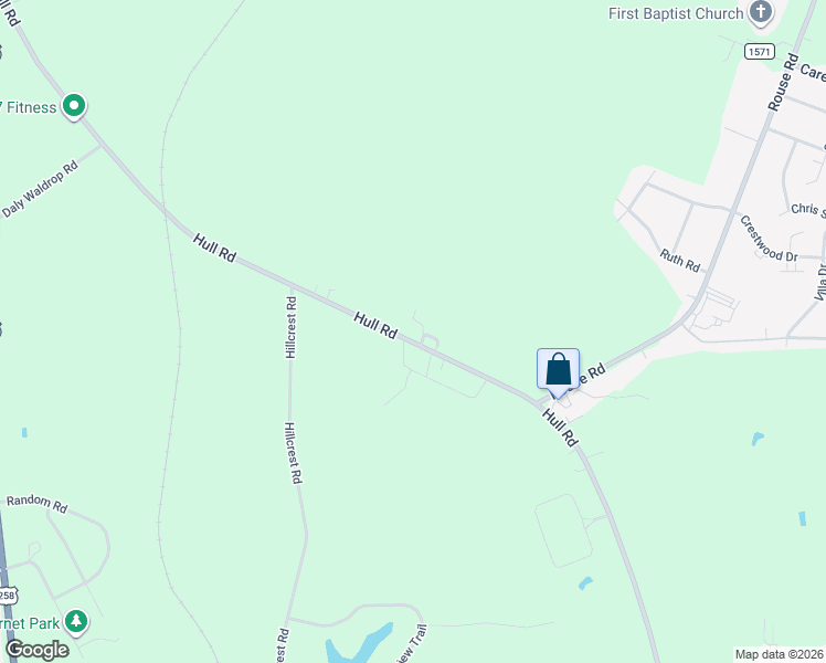 map of restaurants, bars, coffee shops, grocery stores, and more near 1929 Hull Road in Kinston