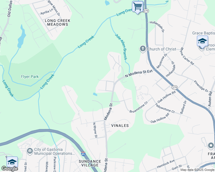 map of restaurants, bars, coffee shops, grocery stores, and more near 1009 Hamme Lane in Gastonia