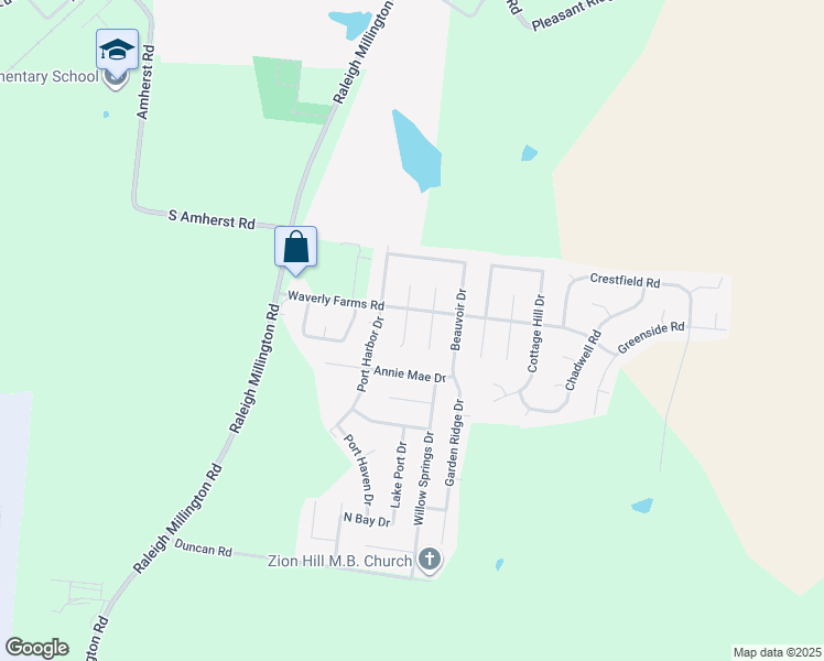 map of restaurants, bars, coffee shops, grocery stores, and more near 5984 Anchuca Cove in Millington