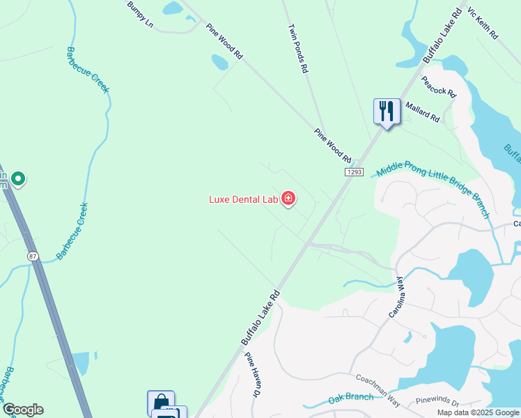 map of restaurants, bars, coffee shops, grocery stores, and more near 161 Edenberry Lane in Sanford