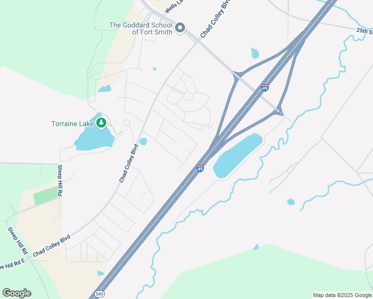 map of restaurants, bars, coffee shops, grocery stores, and more near Gibbs Lane in Fort Smith