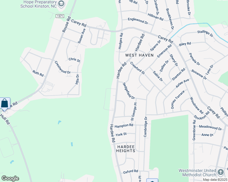 map of restaurants, bars, coffee shops, grocery stores, and more near 2006 Hardee Road in Kinston