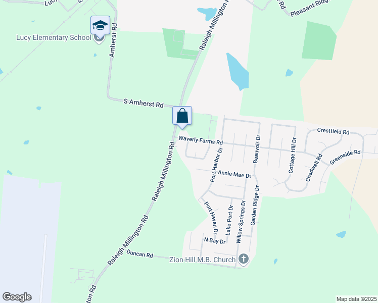 map of restaurants, bars, coffee shops, grocery stores, and more near 5980 Wagon Hill Road West in Millington