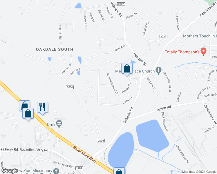 map of restaurants, bars, coffee shops, grocery stores, and more near 1038 Mearn Road in Charlotte