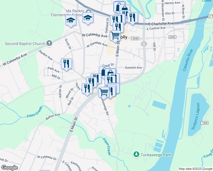 map of restaurants, bars, coffee shops, grocery stores, and more near 608 South Main Street in Mount Holly
