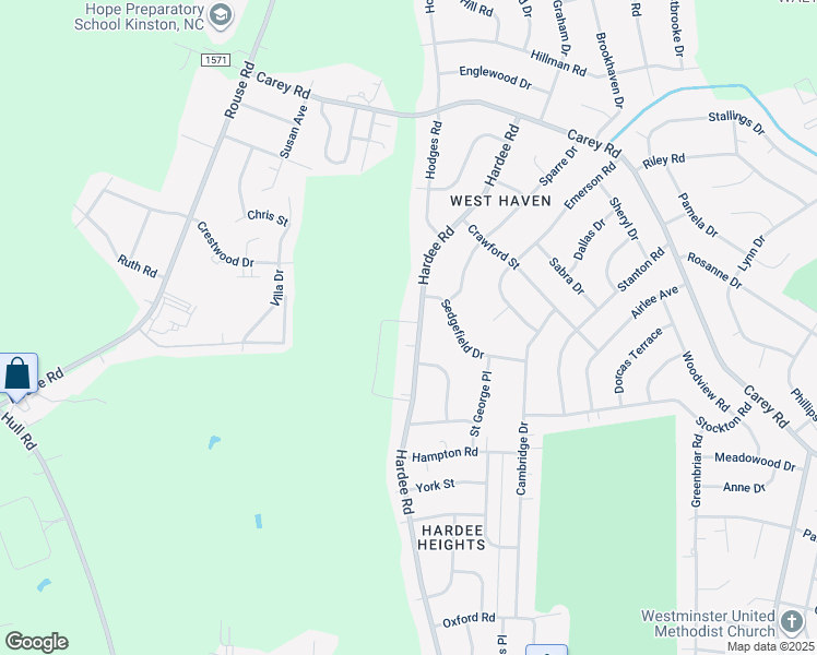 map of restaurants, bars, coffee shops, grocery stores, and more near 2006 Hardee Road in Kinston
