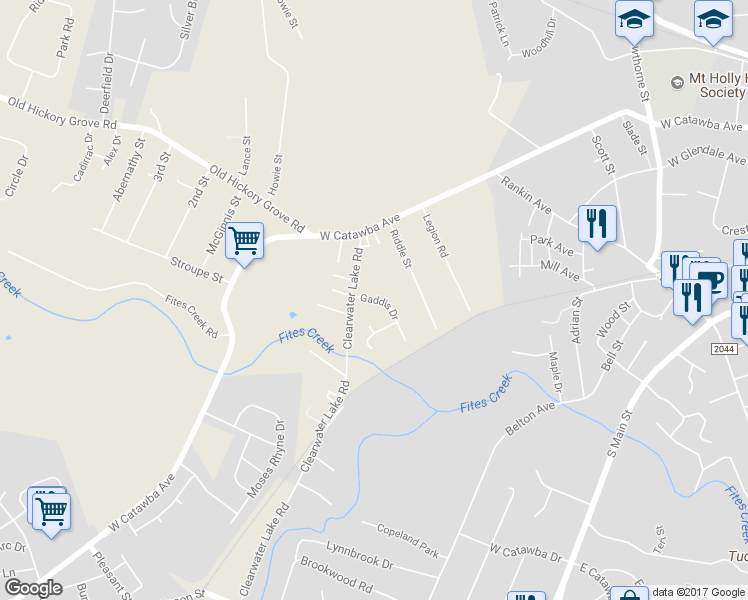map of restaurants, bars, coffee shops, grocery stores, and more near 106 Gaddis Drive in Mount Holly