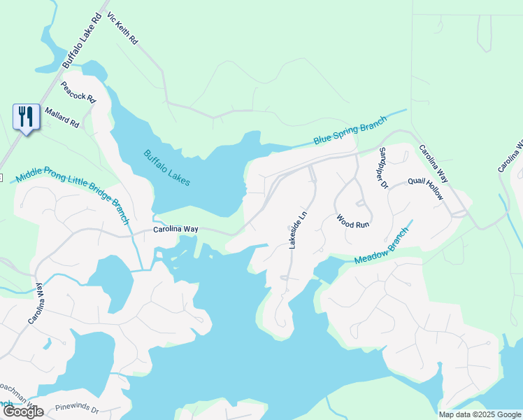 map of restaurants, bars, coffee shops, grocery stores, and more near 1058 Carolina Way in Sanford