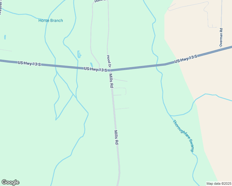 map of restaurants, bars, coffee shops, grocery stores, and more near 155 Mills Road in Goldsboro