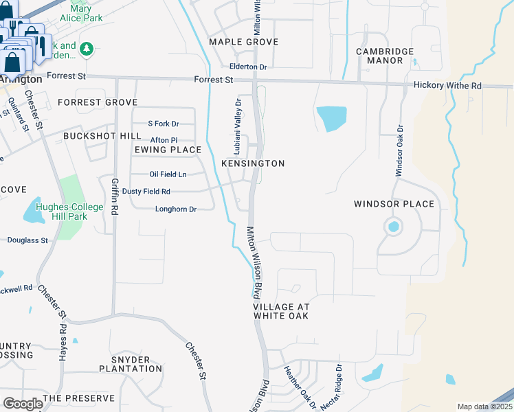 map of restaurants, bars, coffee shops, grocery stores, and more near 5994 Milton Wilson Boulevard in Arlington