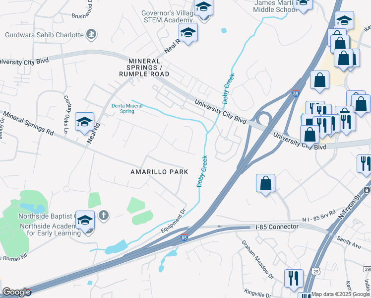 map of restaurants, bars, coffee shops, grocery stores, and more near in Charlotte