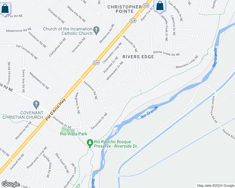 map of restaurants, bars, coffee shops, grocery stores, and more near 2101 Clearwater Loop Northeast in Rio Rancho