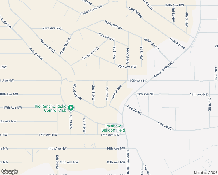map of restaurants, bars, coffee shops, grocery stores, and more near 1st Street Northwest in Rio Rancho