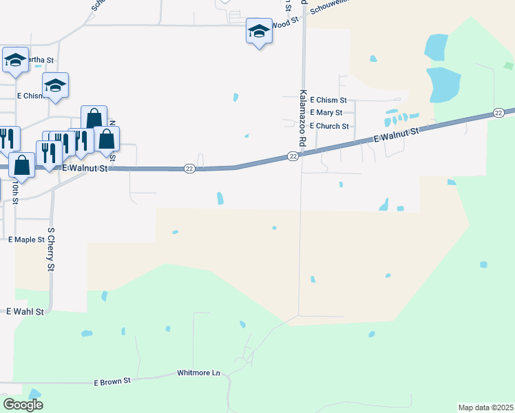 map of restaurants, bars, coffee shops, grocery stores, and more near 2708 East Walnut Street in Paris
