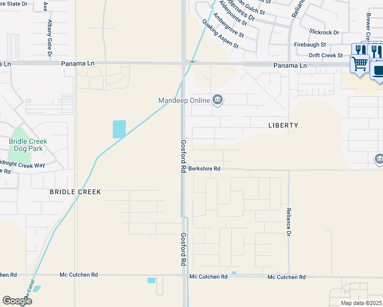 map of restaurants, bars, coffee shops, grocery stores, and more near 7931 Savannah Height Avenue in Bakersfield