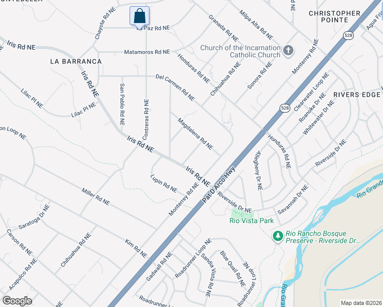 map of restaurants, bars, coffee shops, grocery stores, and more near 1913 Sonora Road Northeast in Rio Rancho