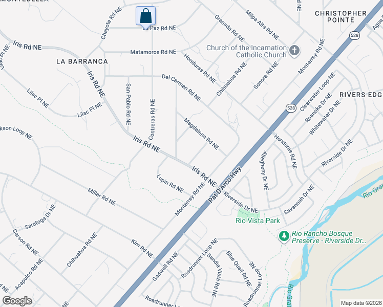 map of restaurants, bars, coffee shops, grocery stores, and more near 1913 Sonora Road Northeast in Rio Rancho