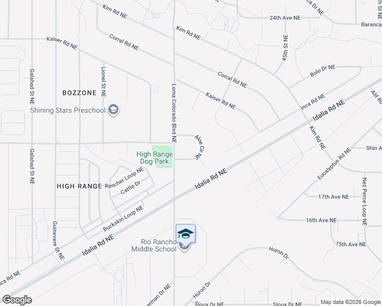 map of restaurants, bars, coffee shops, grocery stores, and more near 4032 Aloe Circle Northeast in Rio Rancho