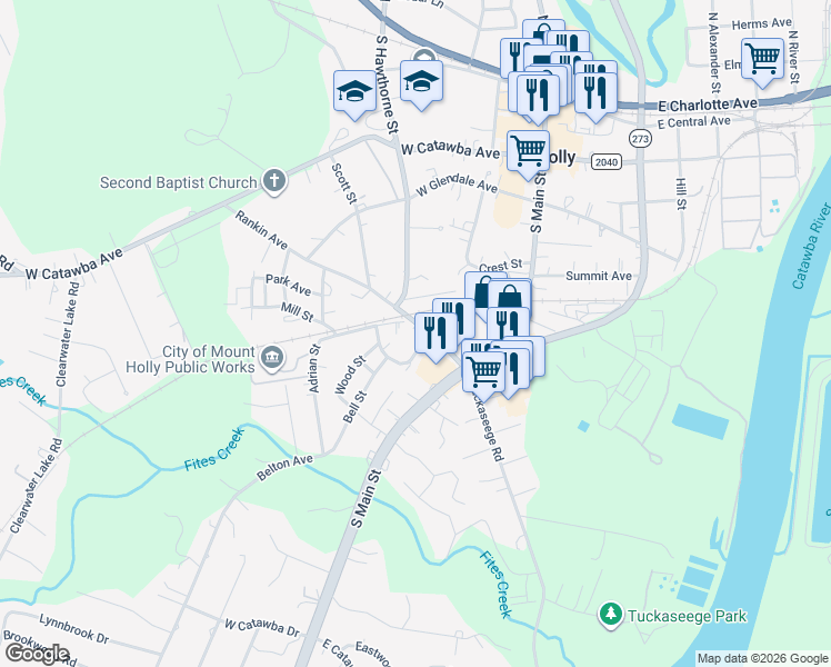map of restaurants, bars, coffee shops, grocery stores, and more near 303 Rankin Avenue in Mount Holly