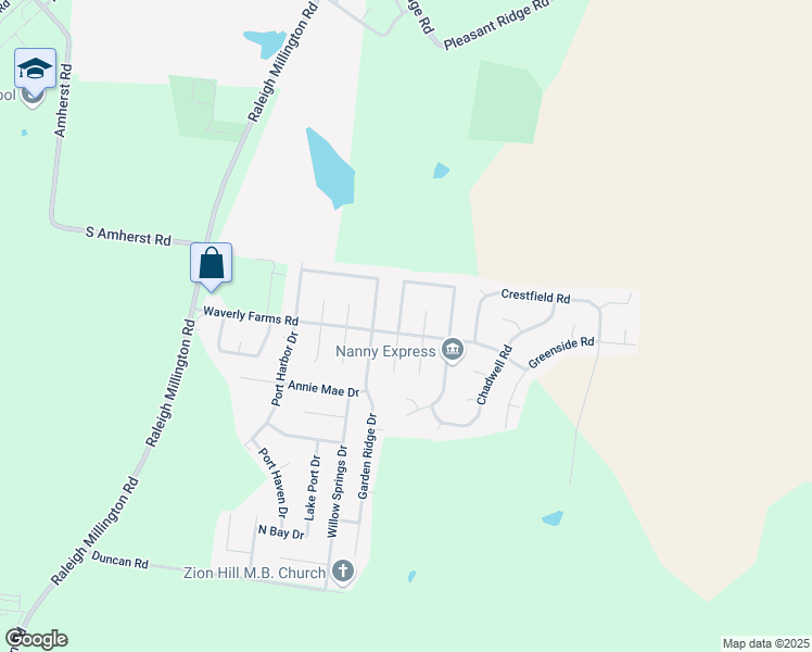 map of restaurants, bars, coffee shops, grocery stores, and more near 6010 Chandeleur Drive in Millington