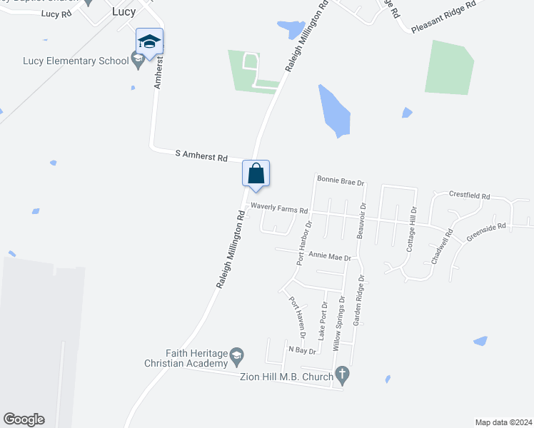 map of restaurants, bars, coffee shops, grocery stores, and more near 5998 Wagon Hill Road West in Millington