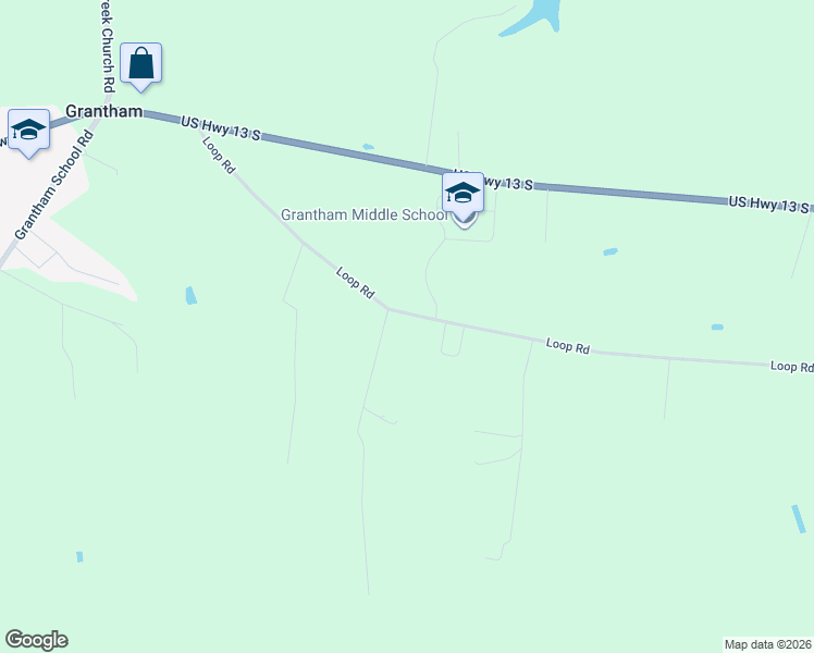 map of restaurants, bars, coffee shops, grocery stores, and more near 647 Loop Road in Goldsboro