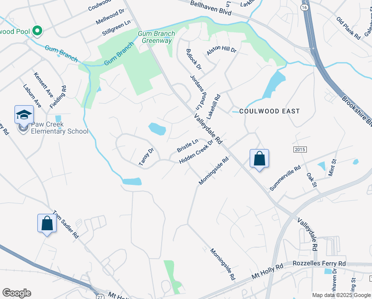 map of restaurants, bars, coffee shops, grocery stores, and more near 8007 Bristle Lane in Charlotte