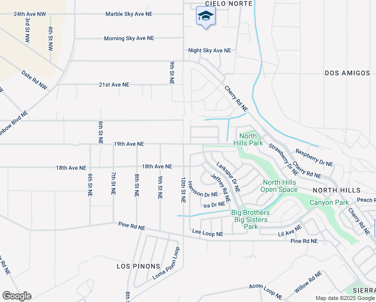 map of restaurants, bars, coffee shops, grocery stores, and more near 948 Harrison Drive Northeast in Rio Rancho
