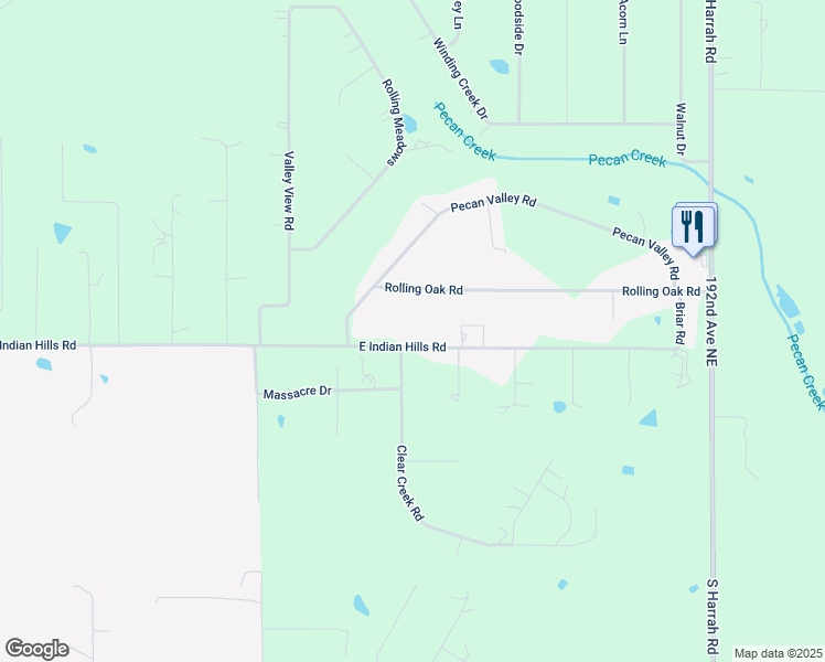 map of restaurants, bars, coffee shops, grocery stores, and more near 18323 East Indian Hills Road in Cleveland County