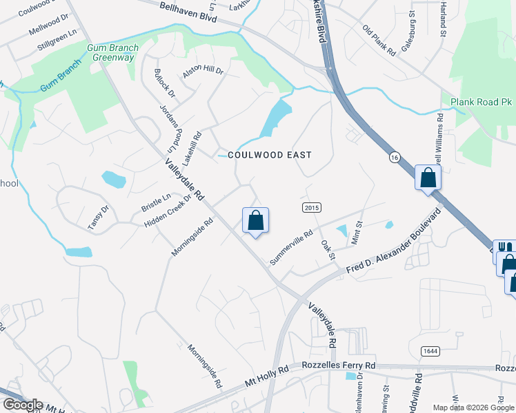 map of restaurants, bars, coffee shops, grocery stores, and more near 1116 Goodman Road in Charlotte