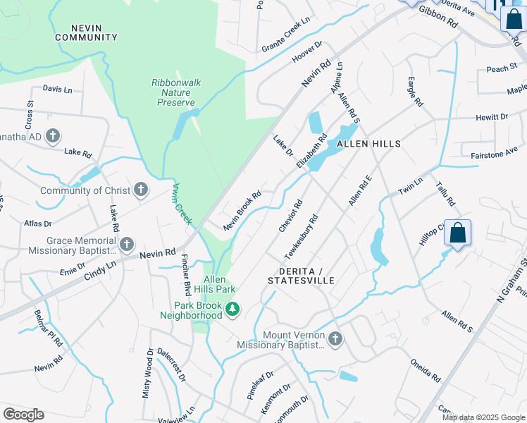 map of restaurants, bars, coffee shops, grocery stores, and more near 5030 Elizabeth Road in Charlotte