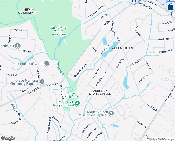 map of restaurants, bars, coffee shops, grocery stores, and more near 5030 Elizabeth Road in Charlotte