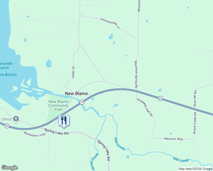 map of restaurants, bars, coffee shops, grocery stores, and more near 494 State Highway 197 Loop in New Blaine