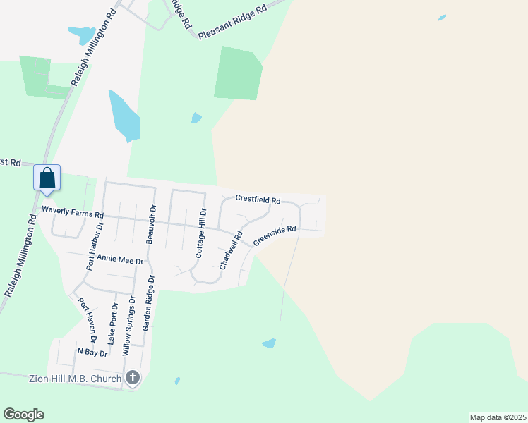 map of restaurants, bars, coffee shops, grocery stores, and more near 6033 Chadwell Road in Millington